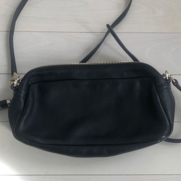 Lancaster Single Strap Black Leather Camera Sling Bag With Tassel - Picture 2 of 4